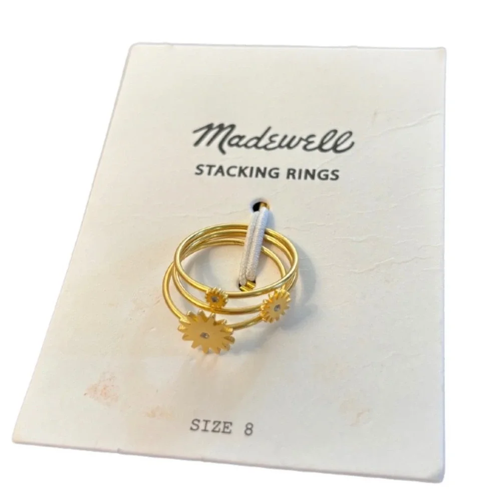 Madewell Sunbeam Stacking Ring Set  Size 8